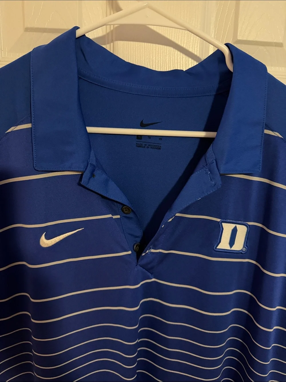 Nike Men's Royal Blue Striped Performance Polo Duke